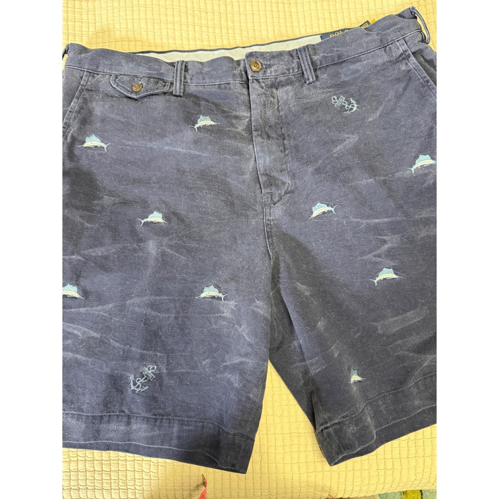 Polo Ralph Lauren Mens Navy Marlin Anchor Embroidered Shorts 38 Classic Fit 9